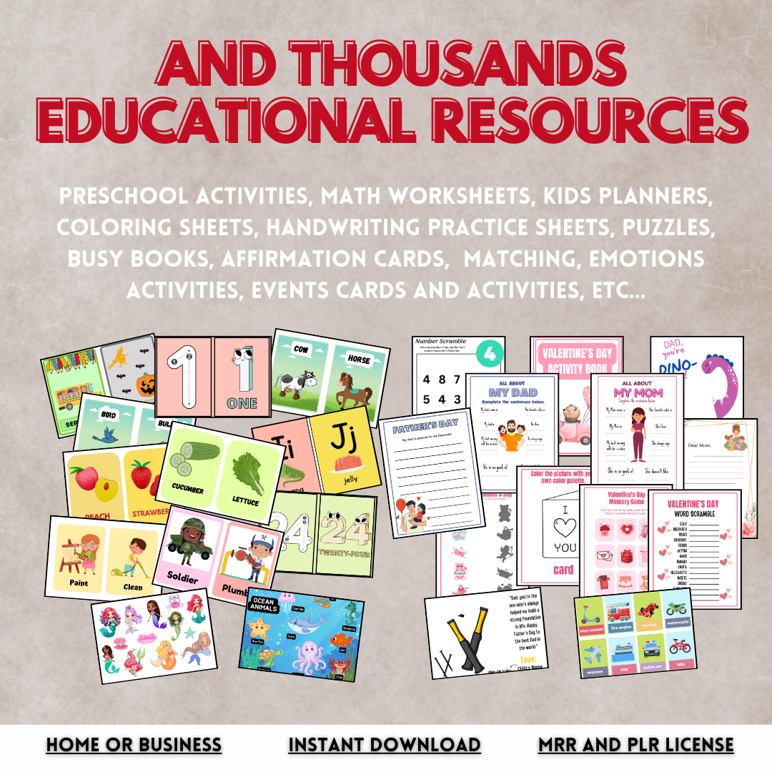 Kid’s Educational Bundle: 8000+ printable All-in-One Learning Fun for Kids! +PLR MRR