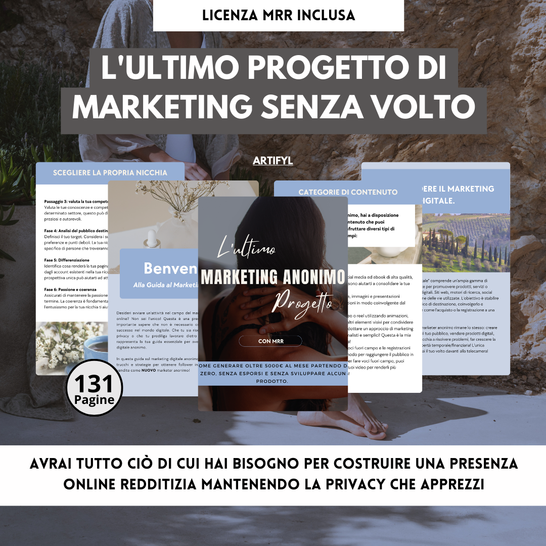 L'ultimo Progetto di Marketing Senza Volto, con MRR Licenza Inclusa