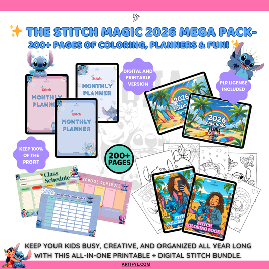 The Ultimate STITCH Fun & Organization Bundle for Kids (Digital + Printable) + PLR License